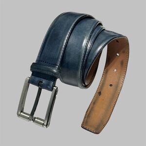 Magnanni 1539 Blue Patina Leather Dress Belt Size 42 Made In Spain
